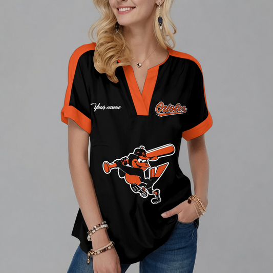 [HOMERUN DEAL] NEW CUSTOMIZED MLB25 BOS BALTIMORE ORIOLES V-NECK FEMALE SHIRT
