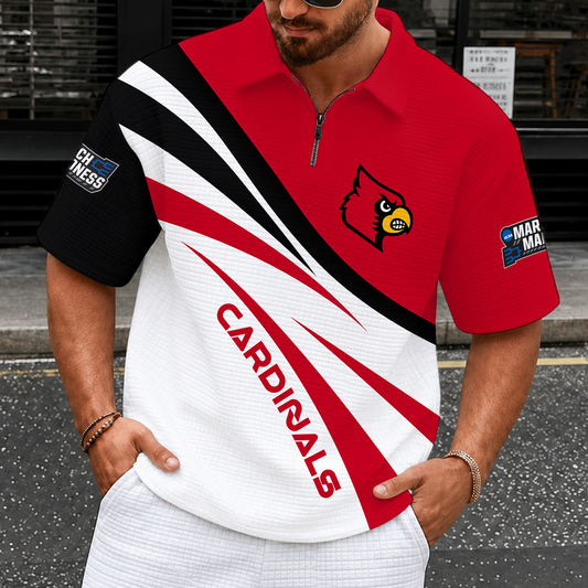 [SLAM DUNK DEAL] NEW CUSTOMIZED NCAA MAM25 ULC LOUISVILLE CARDINALS QUARTER-ZIP POLO SHIRT