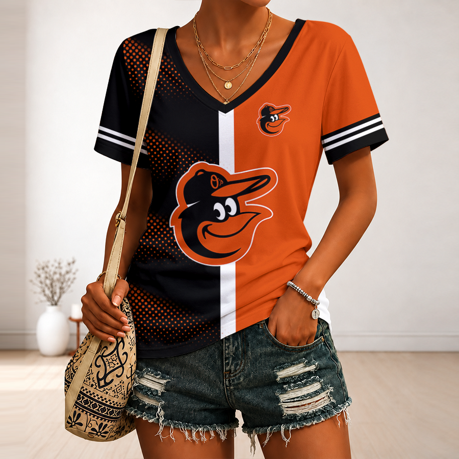 [HOMERUN DEAL] NEW CUSTOMIZED MLB25 BOS BALTIMORE ORIOLES V-NECK FEMALE SHIRT