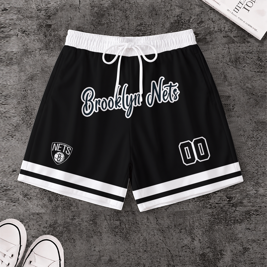 [HOT DEAL] NEW CUSTOMIZED NBA25 BNE BROOKLYN NETS SHORT PANTS