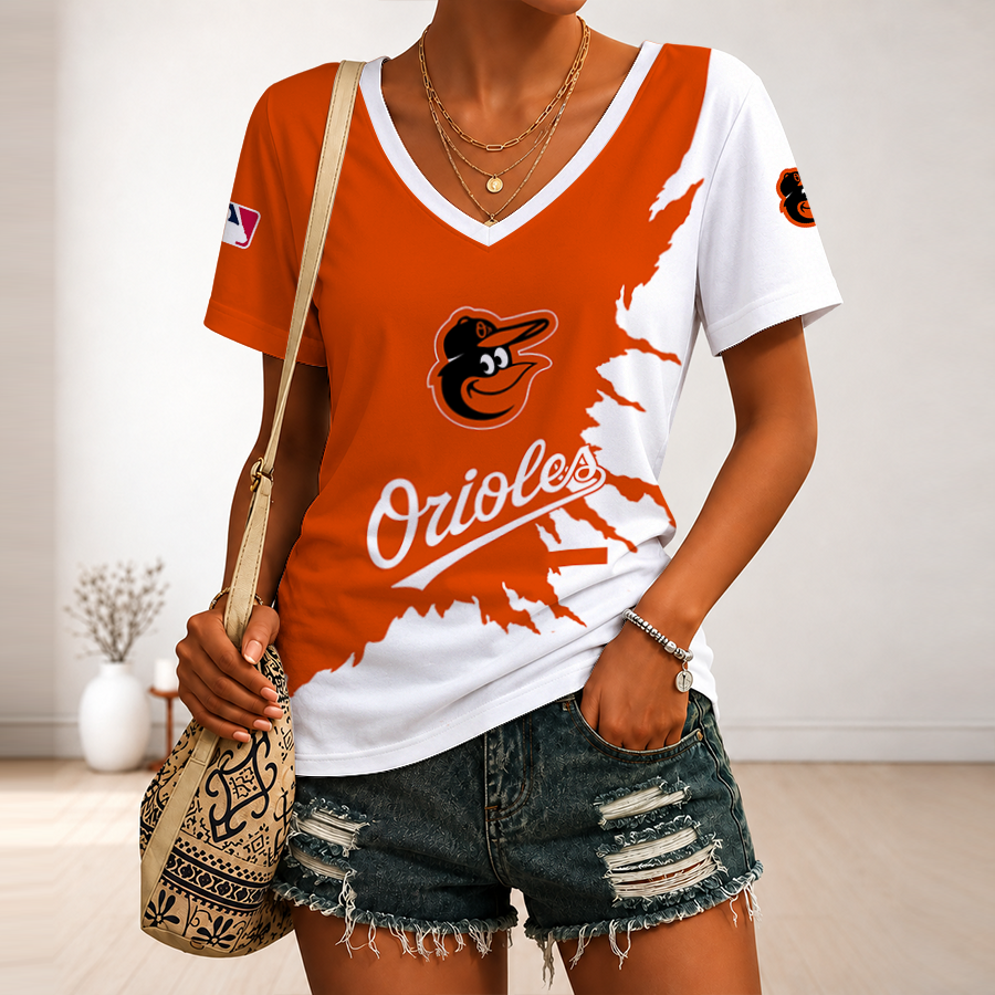 [HOMERUN DEAL] NEW CUSTOMIZED MLB25 BOS BALTIMORE ORIOLES V-NECK FEMALE SHIRT