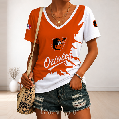 [HOMERUN DEAL] NEW CUSTOMIZED MLB25 BOS BALTIMORE ORIOLES V-NECK FEMALE SHIRT