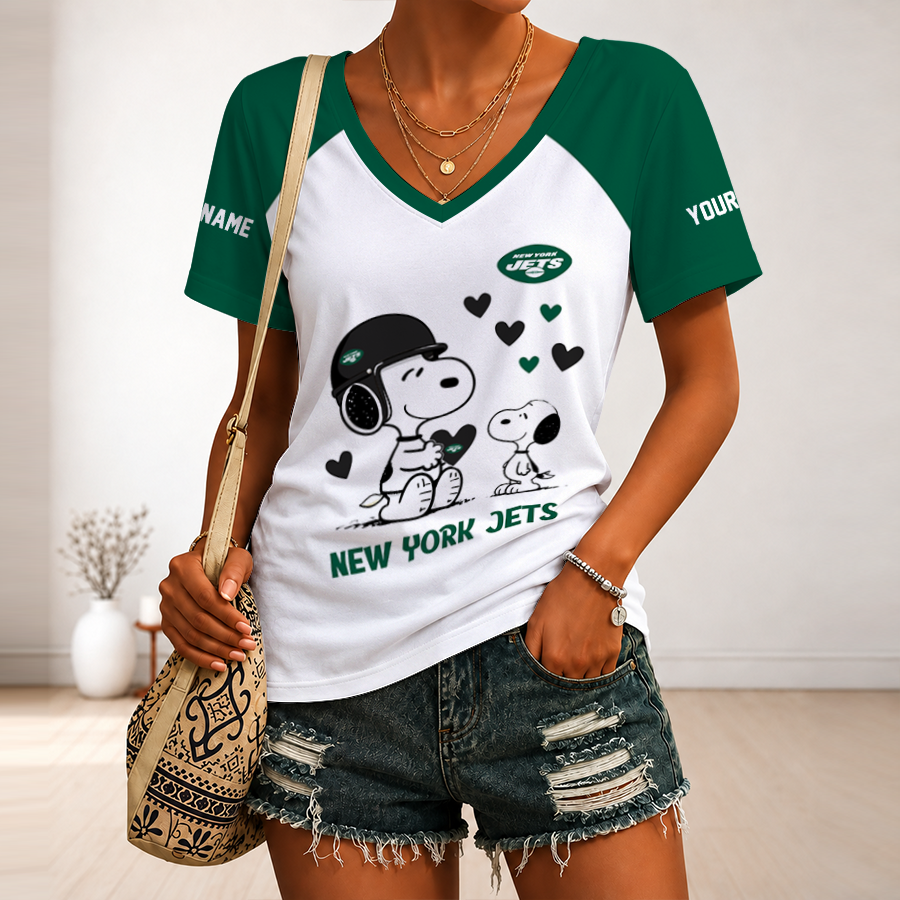 [TOUCHDOWN DEAL] NEW CUSTOMIZED NFL25 NYJ NEW YORK JETS V-NECK FEMALE SHIRT