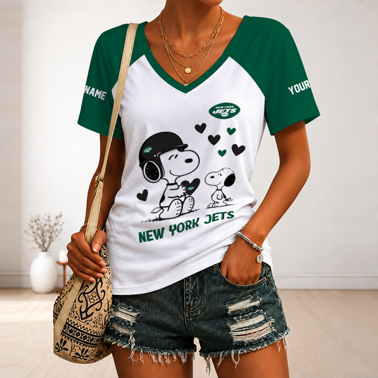 [TOUCHDOWN DEAL] NEW CUSTOMIZED NFL25 NYJ NEW YORK JETS V-NECK FEMALE SHIRT