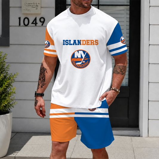 [PUCK DROP DEAL] NEW CUSTOMIZED NHL25 NYI NEW YORK ISLANDERS UNISEX T-SHIRT & SHORTS SET