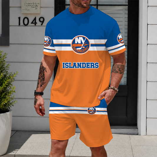 [PUCK DROP DEAL] NEW CUSTOMIZED NHL25 NYI NEW YORK ISLANDERS UNISEX T-SHIRT & SHORTS SET