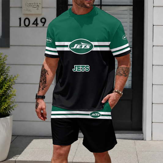 [TOUCHDOWN DEAL] NEWCUSTOMIZED NFL25 NYJ NEW YORK JETS UNISEX T-SHIRT & SHORTS SET