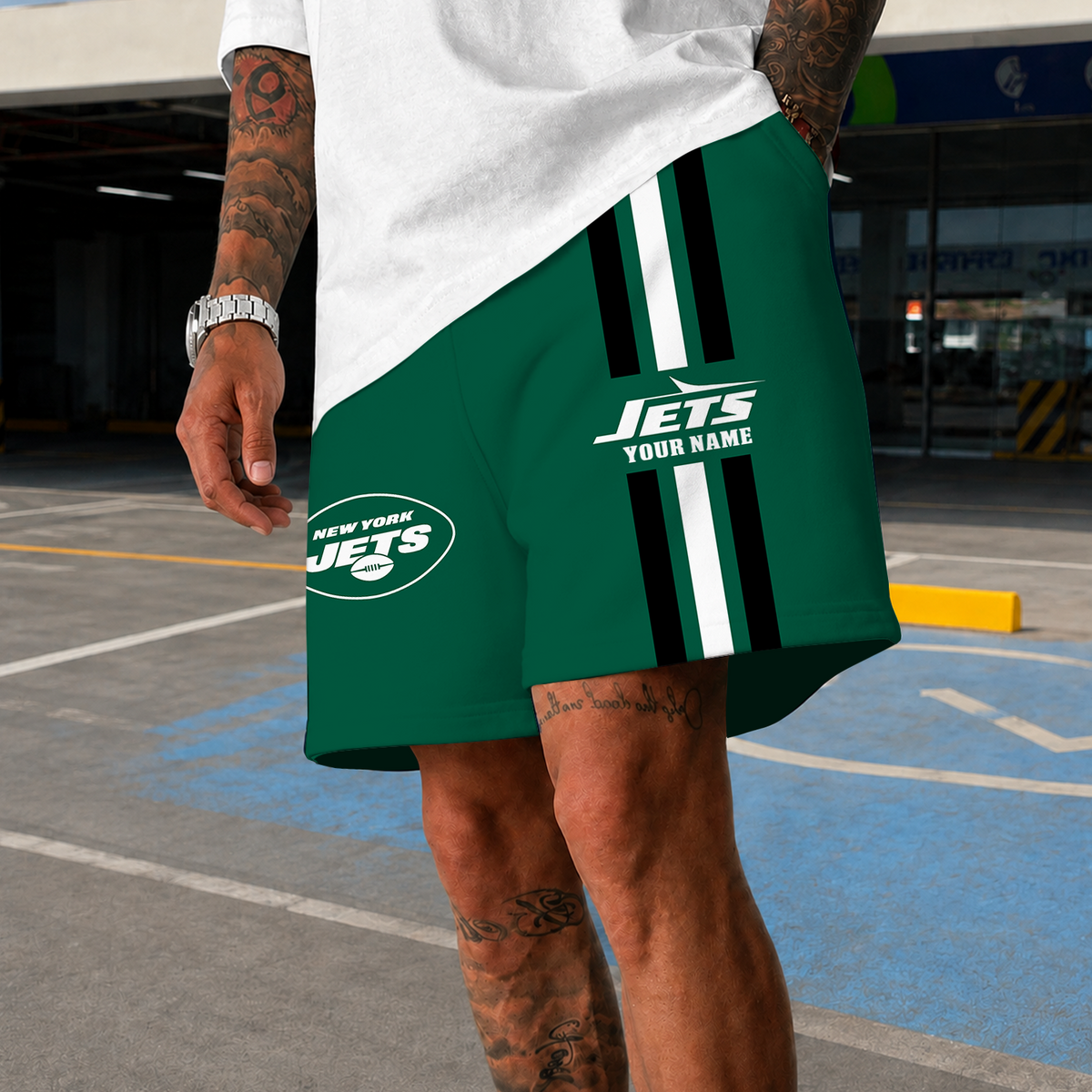 [TOUCHDOWN DEAL] NEW CUSTOMIZED NFL25 NYJ NEW YORK JETS SHORT PANTS