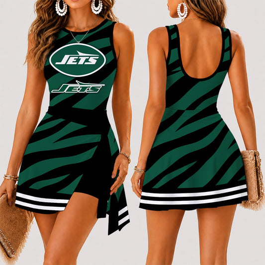 [TOUCHDOWN DEAL] NEW CUSTOMIZED NFL25 NYJ NEW YORK JETS WOMEN'S SUMMER SKORT DRESS
