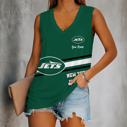 [TOUCHDOWN DEAL] NEW CUSTOMIZED NFL25 NYJ NEW YORK JETS WOMEN'S V-NECK TANK TOP