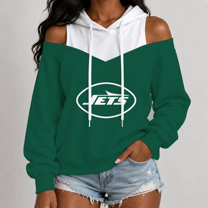 [TOUCHDOWN DEAL] NEW CUSTOMIZED NFL25 NYJ THE JETS WOMEN'S OFF-SHOULDER HOODIE