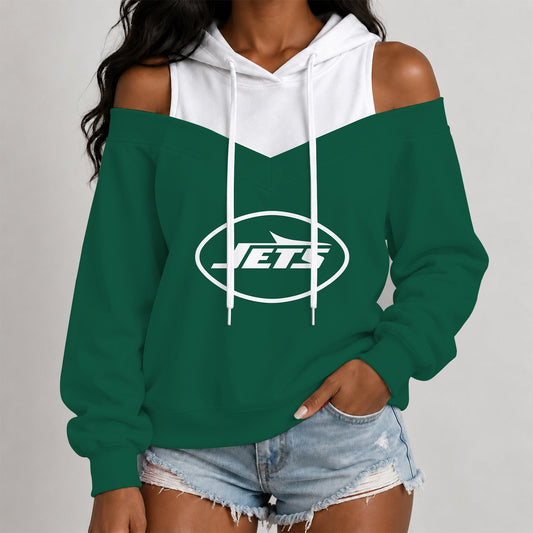 [TOUCHDOWN DEAL] NEW CUSTOMIZED NFL25 NYJ THE JETS WOMEN'S OFF-SHOULDER HOODIE