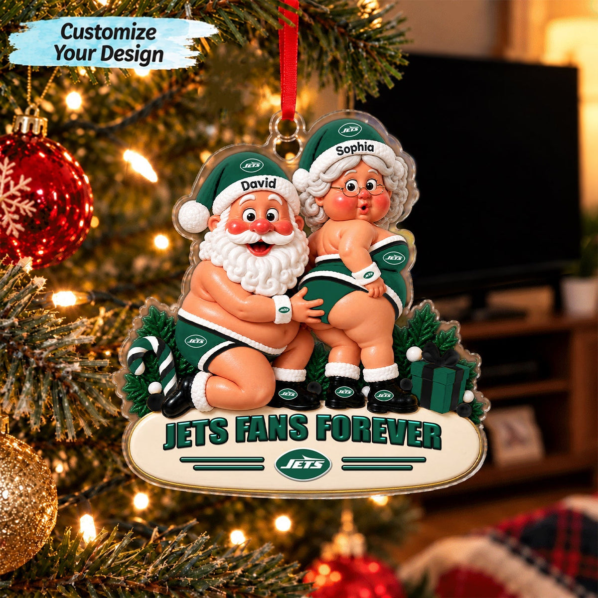 [TOUCHDOWN DEAL] NEW CUSTOMIZED NFL25 NYJ NEW YORK JETS CHRISTMAS ACRYLIC ORNAMENT