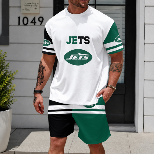 [TOUCHDOWN DEAL] NEWCUSTOMIZED NFL25 NYJ NEW YORK JETS UNISEX T-SHIRT & SHORTS SET