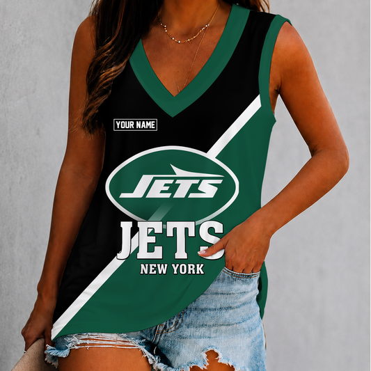 [TOUCHDOWN DEAL] NEW CUSTOMIZED NFL25 NYJ NEW YORK JETS WOMEN'S V-NECK TANK TOP