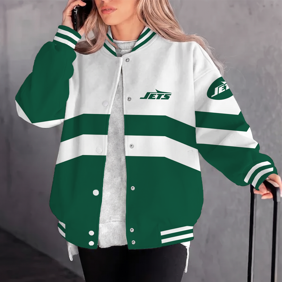[TOUCHDOWN DEAL] NEW CUSTOMIZED NFL25 NYJ NEW YORK JETS SATIN VARSITY & BASEBALL JACKET