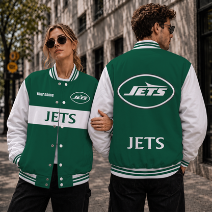 [TOUCHDOWN DEAL] NEW CUSTOMIZED NFL25 NYJ NEW YORK JETS SATIN VARSITY & BASEBALL JACKET