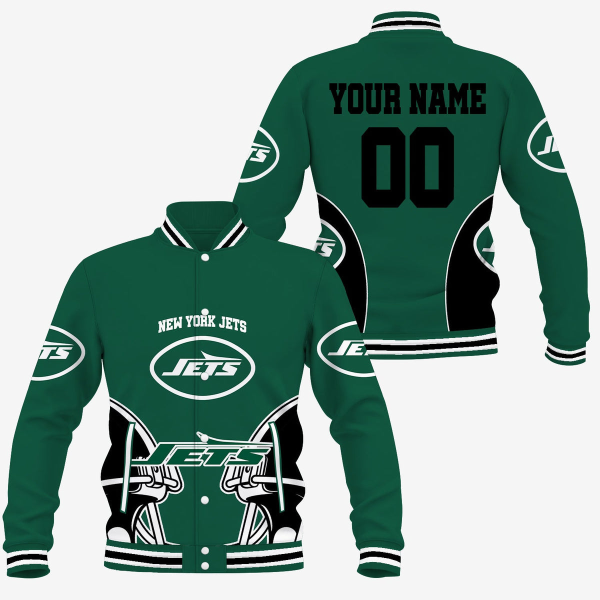 [TOUCHDOWN DEAL] NEW CUSTOMIZED NFL25 NYJ NEW YORK JETS SATIN VARSITY & BASEBALL JACKET