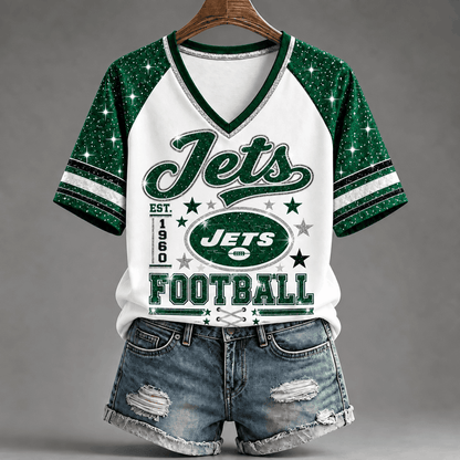[TOUCHDOWN DEAL] NEW CUSTOMIZED NFL25 NYJ THE JETS BUC-EE'S V-NECK FEMALE SHIRT