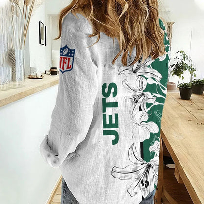 [TOUCHDOWN DEAL] NEW CUSTOMIZED NFL25 NYJ NEW YORK JETS WOMEN CASUAL SHIRT FOR FAN