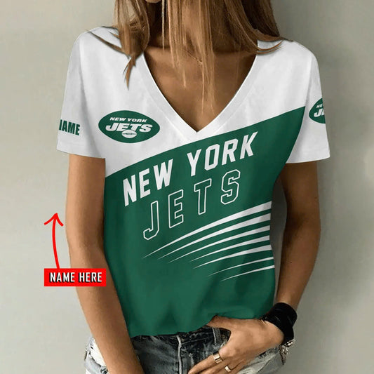 [TOUCHDOWN DEAL] NEW CUSTOMIZED NFL25 NYJ NEW YORK JETS V-NECK FEMALE SHIRT