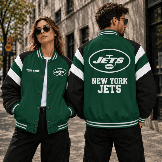 [TOUCHDOWN DEAL] NEW CUSTOMIZED NFL25 NYJ NEW YORK JETS SATIN VARSITY & BASEBALL JACKET