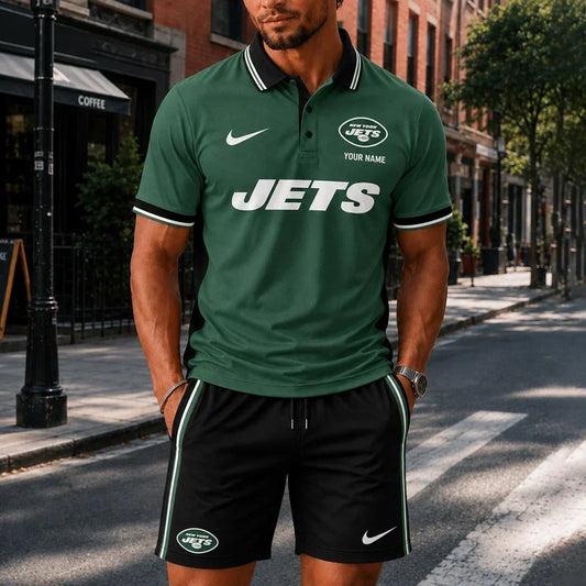 [TOUCHDOWN DEAL] NEW CUSTOMIZED NFL25 NYJ NEW YORK JETS POLO SHIRT & SHORT PANTS