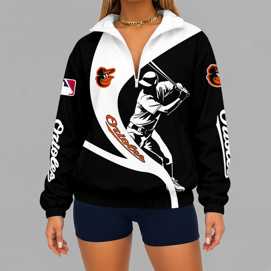 [HOMERUN DEAL] NEW CUSTOMIZED MLB25 BOS BALTIMORE ORIOLES V-NECK ZIPPER SWEATSHIRT JACKET