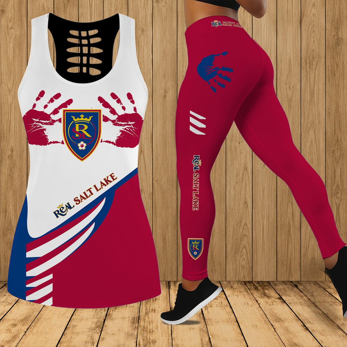 [GOAL DEAL] NEW CUSTOMIZED MLS25 RSL REAL SALT LAKE HOLLOW TANK TOP & LEGGINGS SET