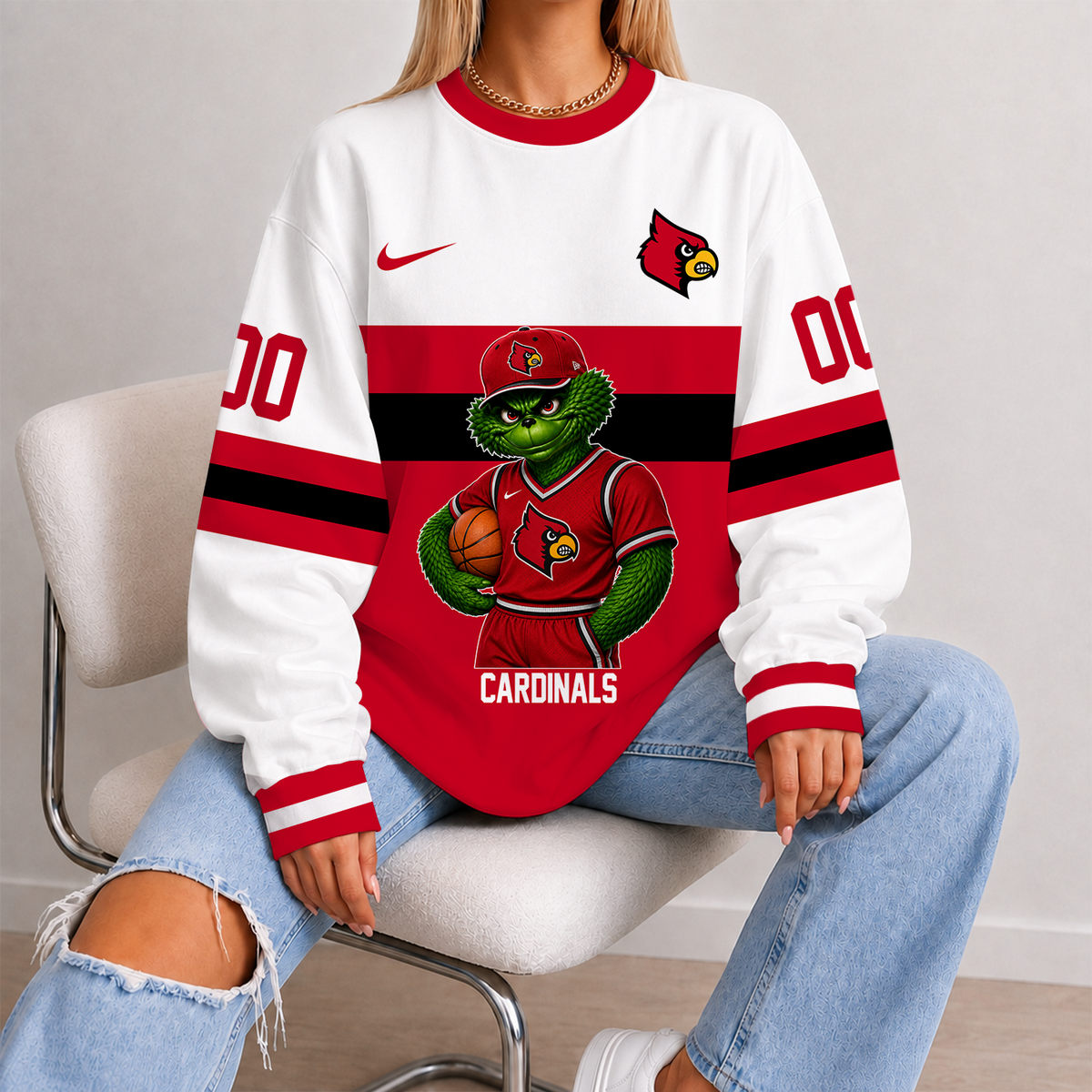 [SLAM DUNK DEAL] NEW CUSTOMIZED NCAA MAM25 ULC LOUISVILLE CARDINALS STRAPPY UNISEX SWEATSHIRT