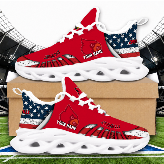 [SLAM DUNK DEAL] NEW CUSTOMIZED NCAA MAM25 ULC LOUISVILLE CARDINALS STRAPPY UNISEX CLUNKY SNEAKERS