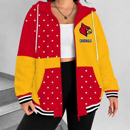 [SLAM DUNK DEAL] NEW CUSTOMIZED NCAA MAM25 ULC LOUISVILLE CARDINALS STRAPPY ZIP HOODIE
