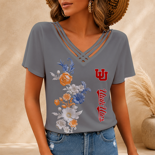 [TOUCHDOWN DEAL] NEW CUSTOMIZED NCAA FBS25 UTU UTAH UTES V-NECK SHIRT