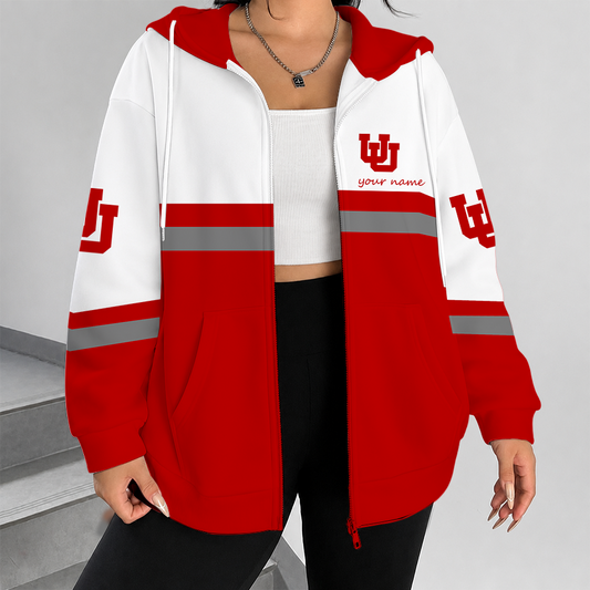 [TOUCHDOWN DEAL] NEW CUSTOMIZED NCAA FBS25 UTU UTAH UTES ZIP HOODIE
