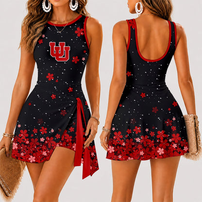 [TOUCHDOWN DEAL]NEW CUSTOMIZED NCAA FBS25 UTU UTAH UTES WOMEN'S SUMMER SKORT DRESS