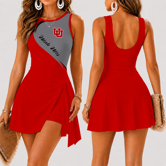[TOUCHDOWN DEAL] NEW CUSTOMIZED NCAA FBS25 UTU UTAH UTES WOMEN'S SUMMER SKORT DRESS