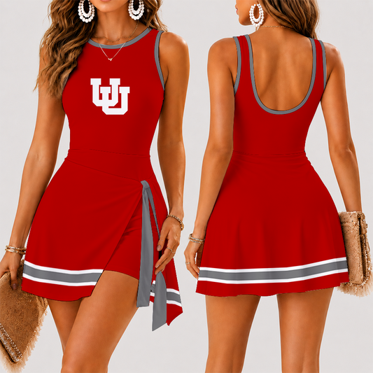 [TOUCHDOWN DEAL] NEW CUSTOMIZED NCAA FBS25 UTU UTAH UTES WOMEN'S SUMMER SKORT DRESS
