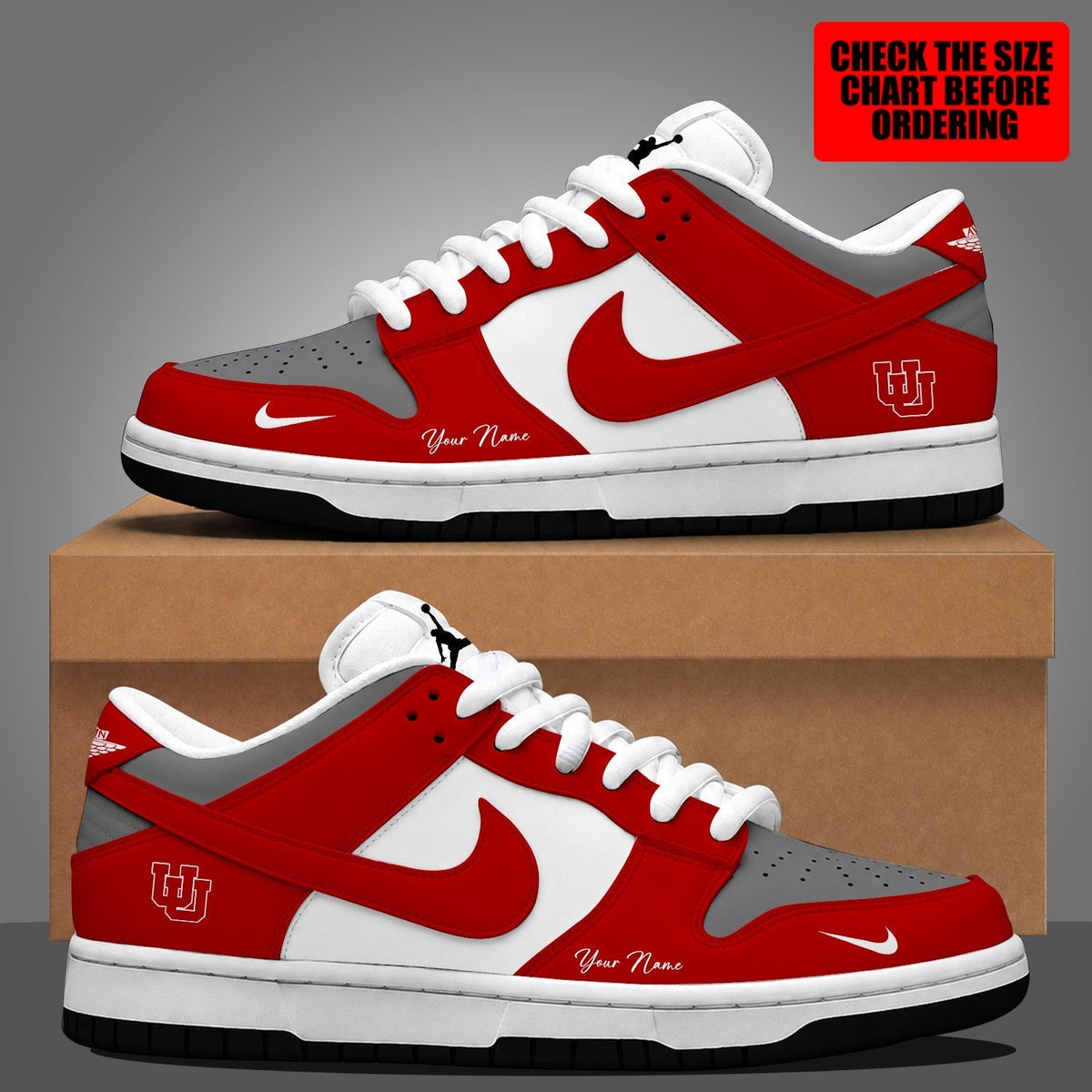 [TOUCHDOWN DEAL]NEW CUSTOMIZED NCAA FBS25 UTU UTAH UTES DUNK LOW SHOES