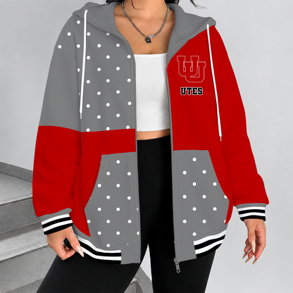 [TOUCHDOWN DEAL] NEW CUSTOMIZED NCAA FBS25 UTU UTAH UTES ZIP HOODIE