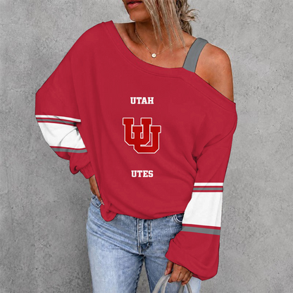 [TOUCHDOWN DEAL] NEW CUSTOMIZED NCAA FBS25 UTU UTAH UTES WOMEN'S OFF-SHOULDER LONG SLEEVE SHIRT