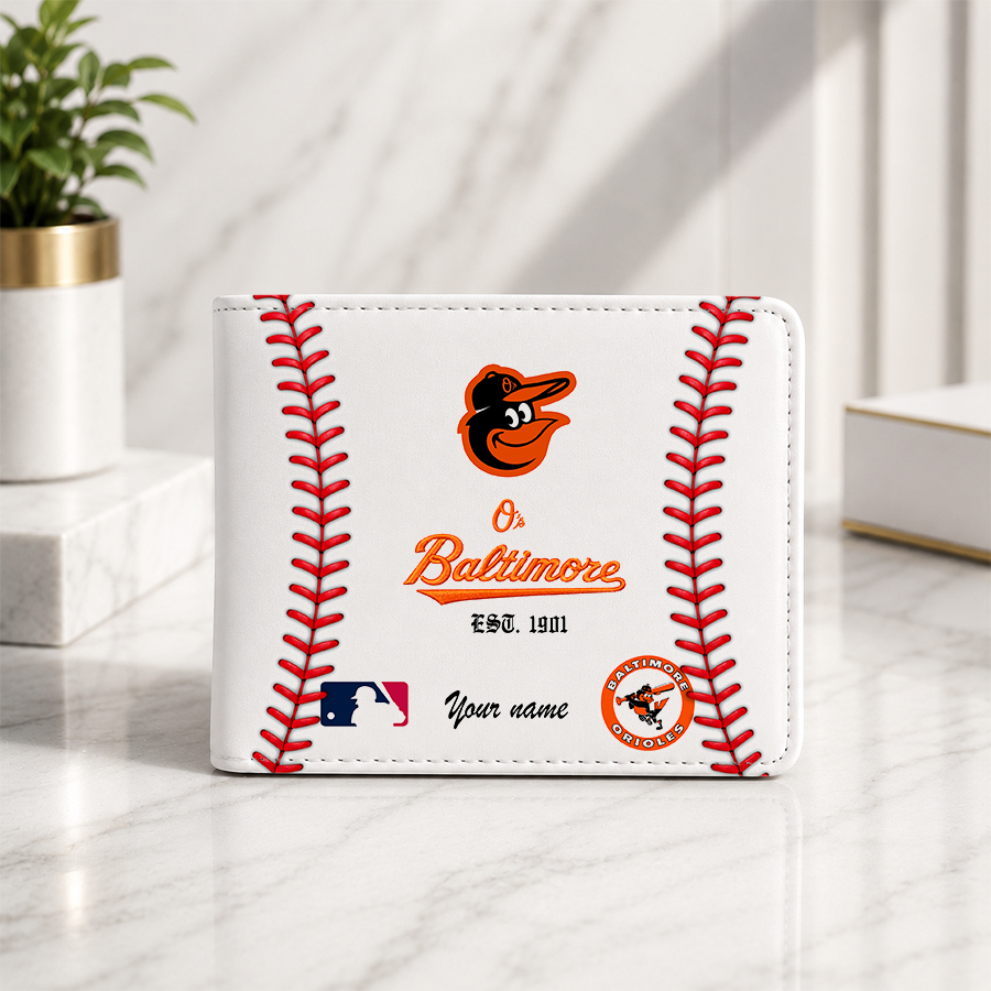 [HOMERUN DEAL] NEW CUSTOMIZED MLB25 BOS BALTIMORE ORIOLES LEATHER WALLET