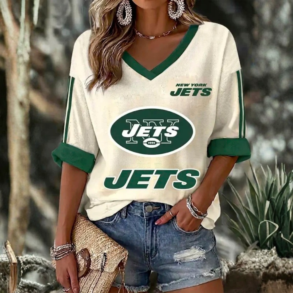 [TOUCHDOWN DEAL] NEW CUSTOMIZED NFL25 NYJ NEW YORK JETS WOMEN'S HEART V-NECK LONG SLEEVE SHIRT