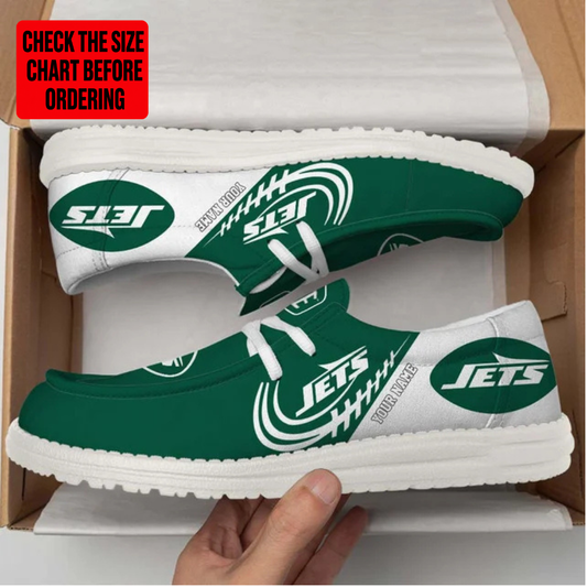 [TOUCHDOWN DEAL] NEW CUSTOMIZED NFL25 NYJ NEW YORK JETS LOAFER SHOES