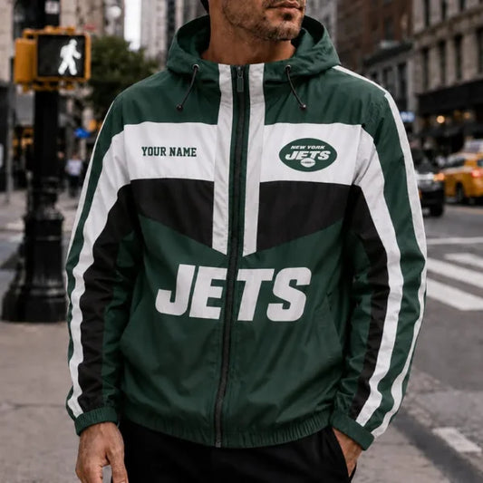 [TOUCHDOWN DEAL] NEW CUSTOMIZED NFL25 NYJ NEW YORK JETS WINDBREAKER JACKET
