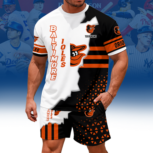 [HOMERUN DEAL] NEW CUSTOMIZED MLB25 BOS BALTIMORE ORIOLES UNISEX T-SHIRT & SHORTS SET