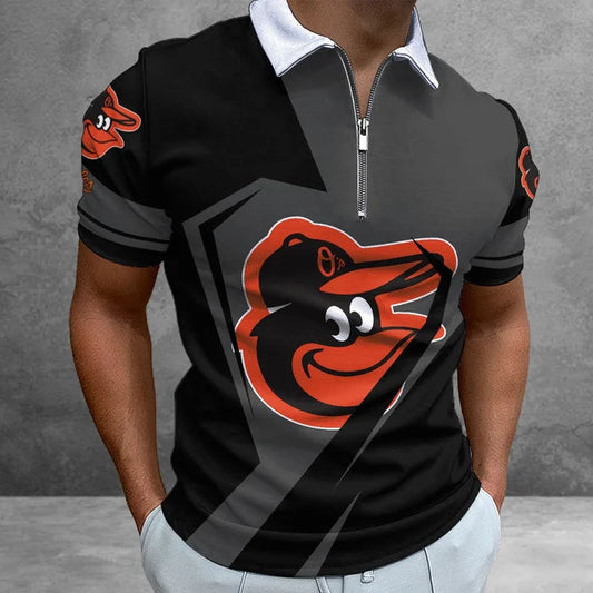 [HOMERUN DEAL] NEW CUSTOMIZED MLB25 BOS BALTIMORE ORIOLES ZIP POLO SHIRT