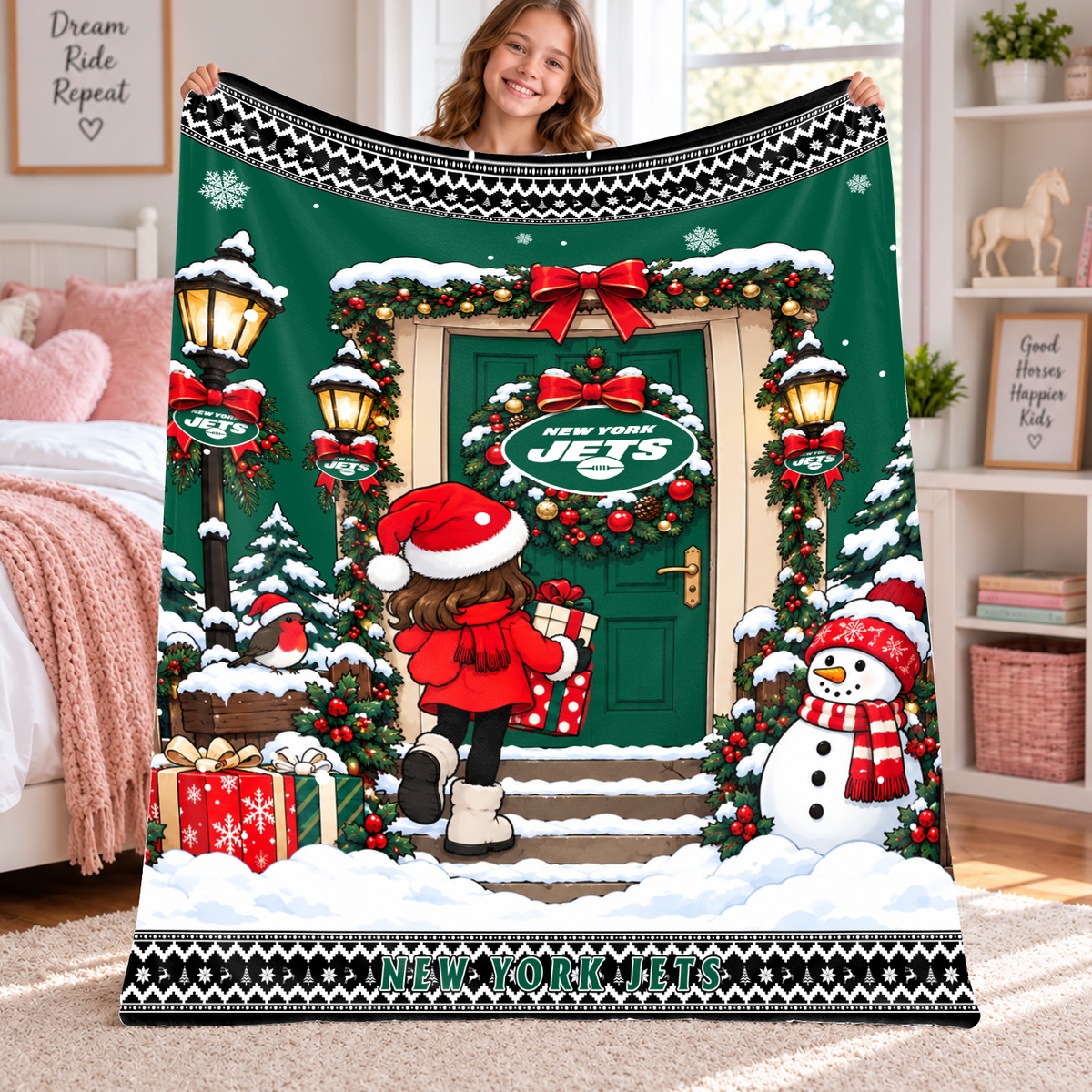 [TOUCHDOWN DEAL] NEW CUSTOMIZED NFL25 NYJ THE JETS FLEECE BLANKET