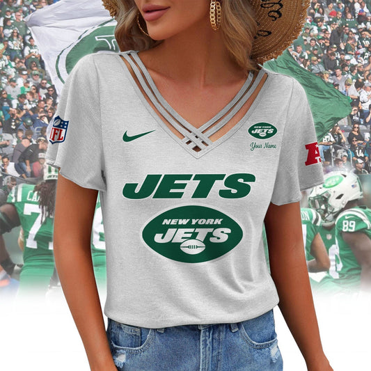 [TOUCHDOWN DEAL] NEW CUSTOMIZED NFL25 NYJ NEW YORK JETS V-NECK SHIRT