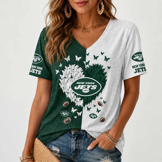[TOUCHDOWN DEAL] NEW CUSTOMIZED NFL25 NYJ NEW YORK JETS V-NECK FEMALE SHIRT