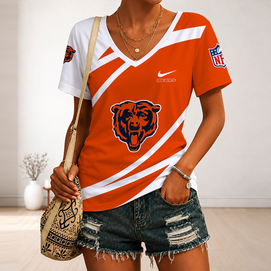 [TOUCHDOWN DEAL] NEW CUSTOMIZED NFL26 CCB CHICAGO BEARS V-NECK FEMALE SHIRT